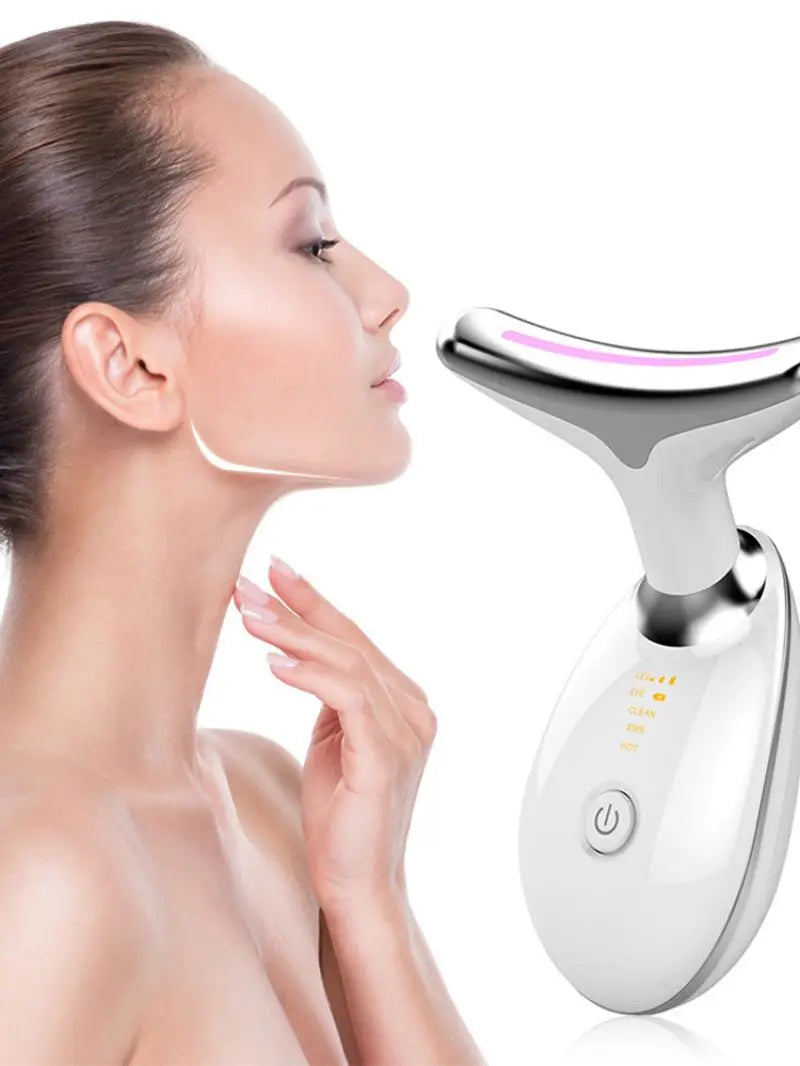 New Remove Double Chin Device LED Photon Heating Therapy Anti-Wrinkle Neck Care Tool Vibration Skin Lifting Tighten Massager