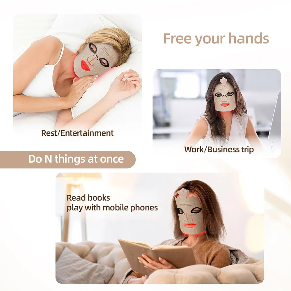 7 Colors Photon Silicone Face LED Mask 3D Facial Beauty Mask Red Light Therapy Skin Care Repair Skin Brightening Wireless Use